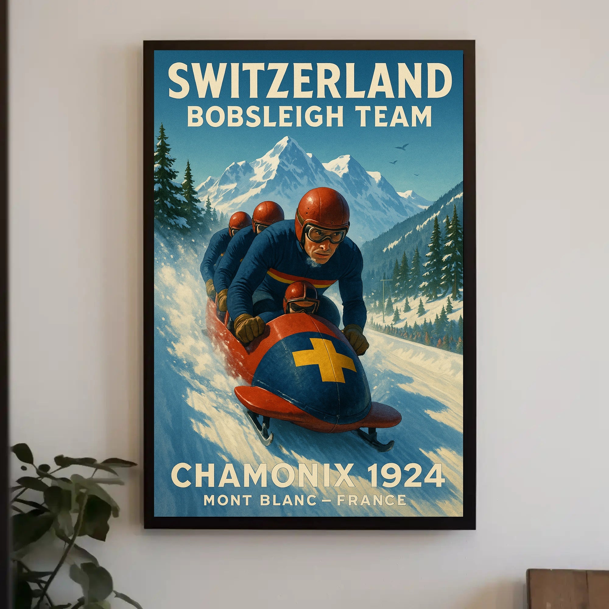 Switzerland Bobsleigh Team Chamonix 1924 Poster
