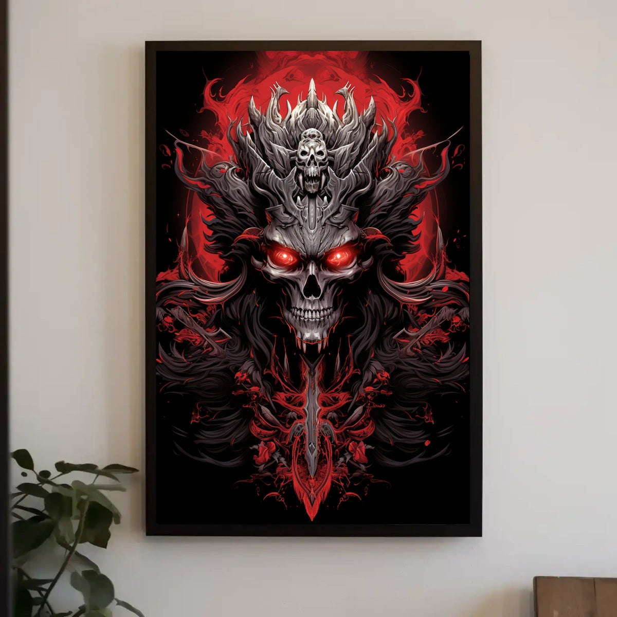 Skull with Horns Fantasy Gothic Art Poster