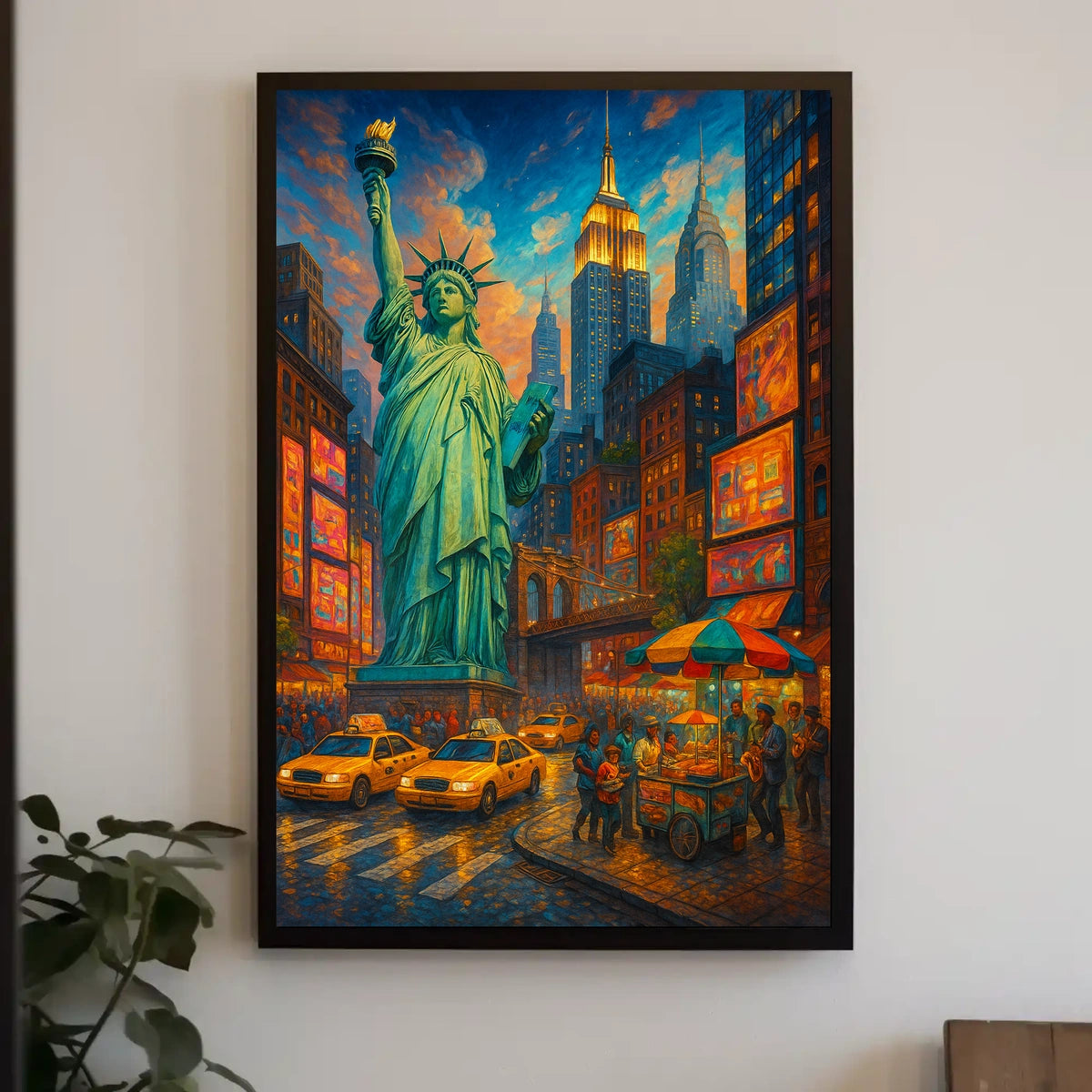 Vibrant New York City Street Scene Poster Modern Wall Art
