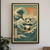 Pandas Surfing Adventure Poster PosterGoat