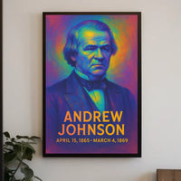 Andrew Johnson 17th President of the United States Neon Gradient Overlay Poster