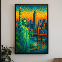 Pixelated New York Dreamscape Poster For Modern Home Decor
