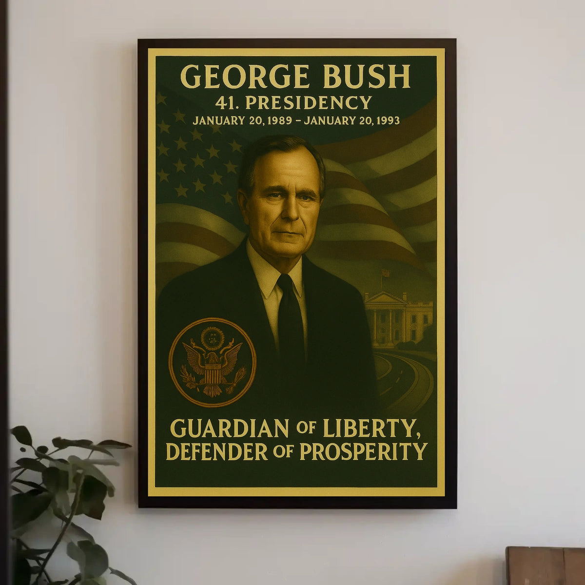 George Bush American Flag Historical or Presidential Poster