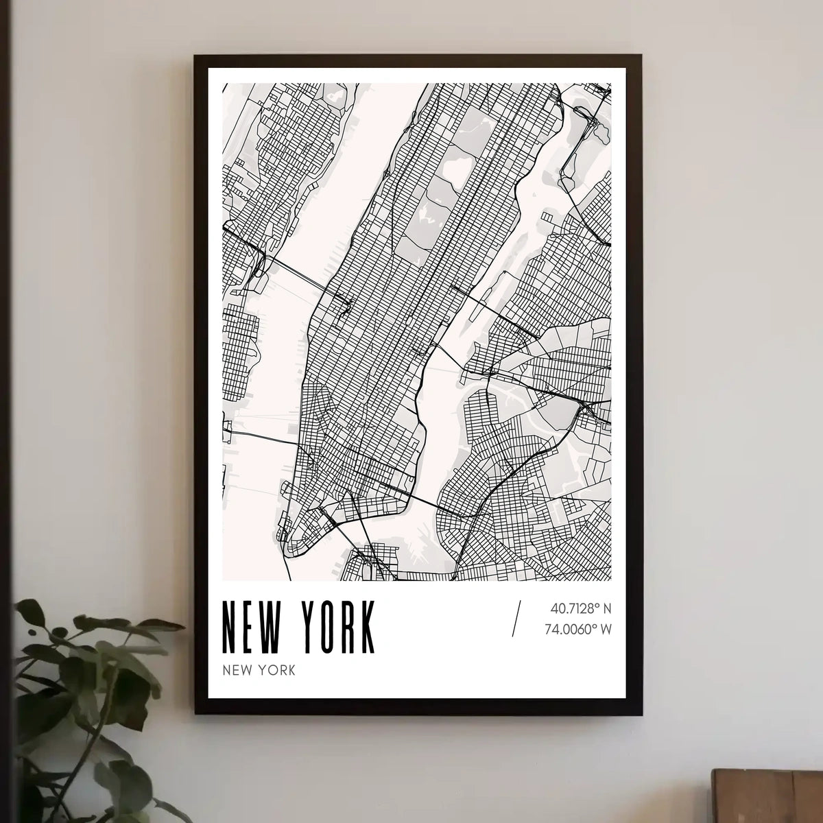 New York City Minimalist Map Poster Modern Wall Art
