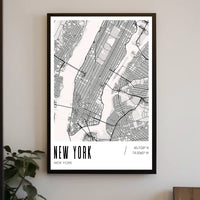 New York City Minimalist Map Poster Modern Wall Art