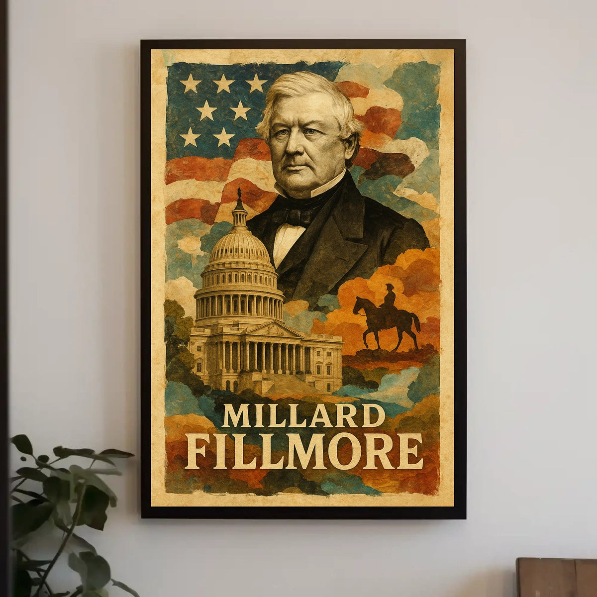 Millard Fillmore 13th President of the United States Layered Digital Collage Poster