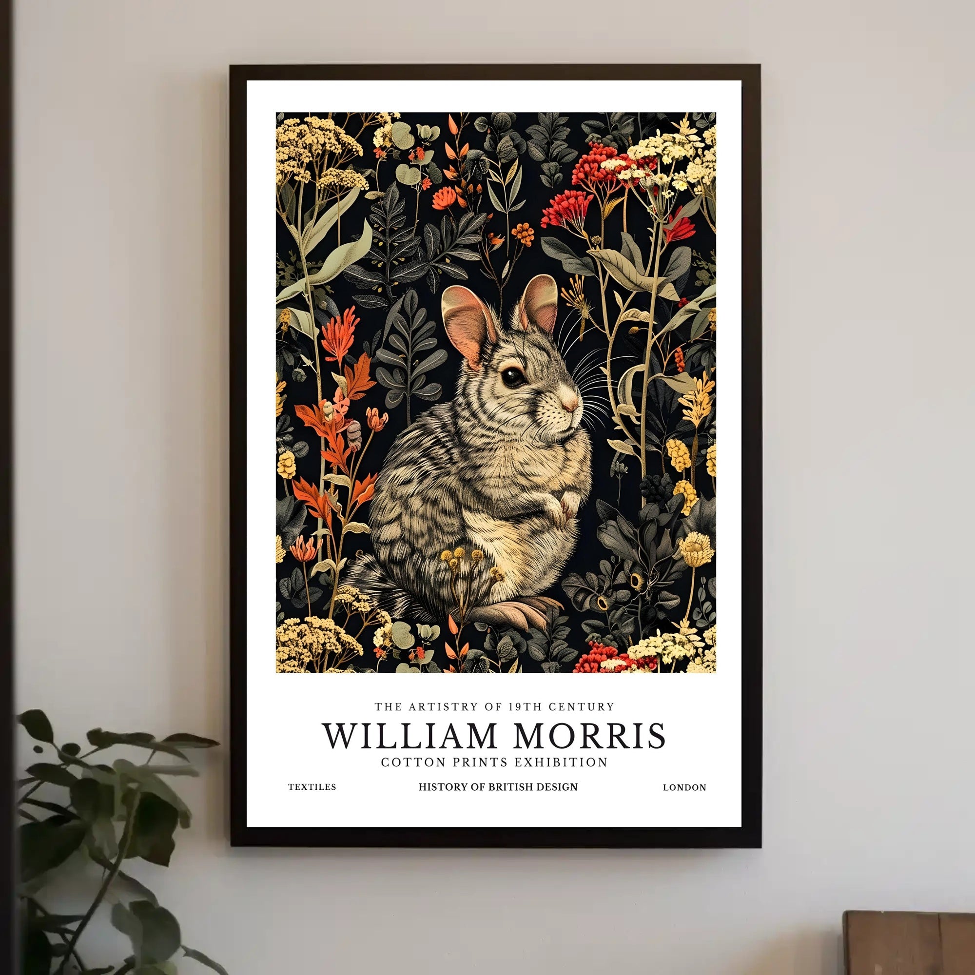 Chinchilla in Arts and Crafts Nature Artistic Poster
