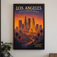 Los Angeles Skyline Vintage Urban or Cityscape Poster