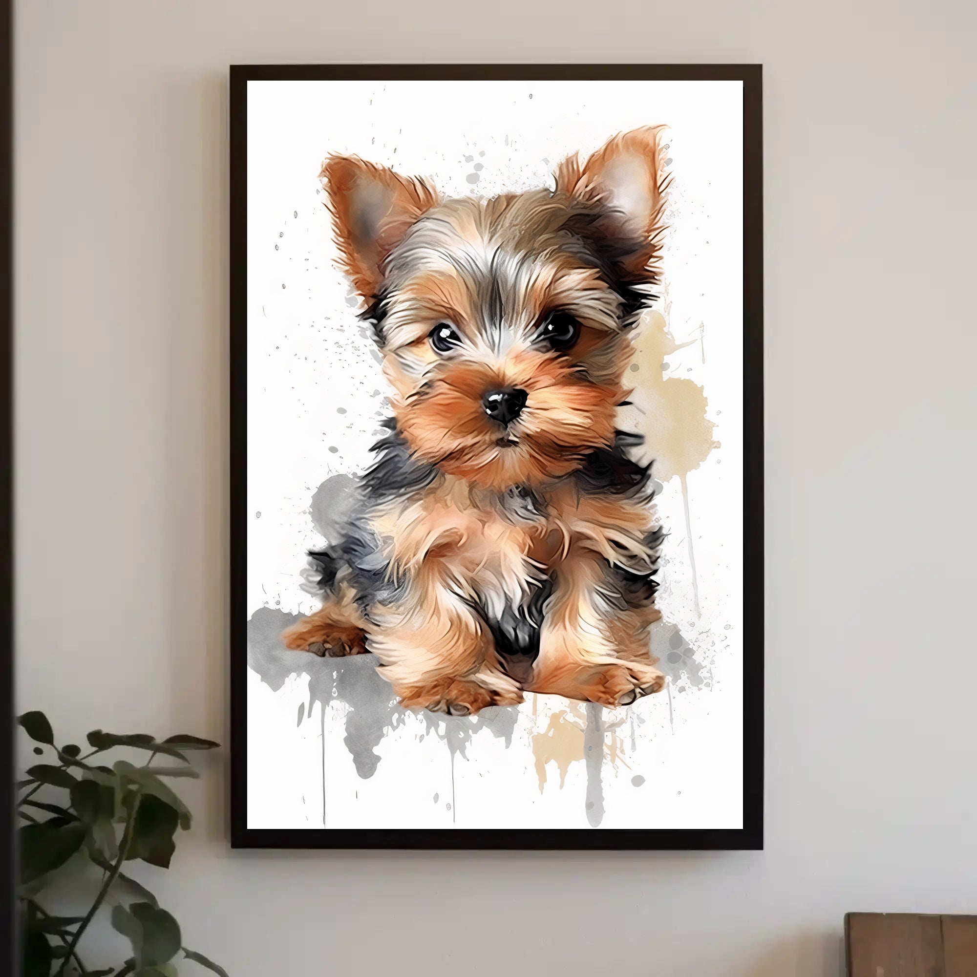 Yorkie Portrait Poster Cute Watercolor Wall Art