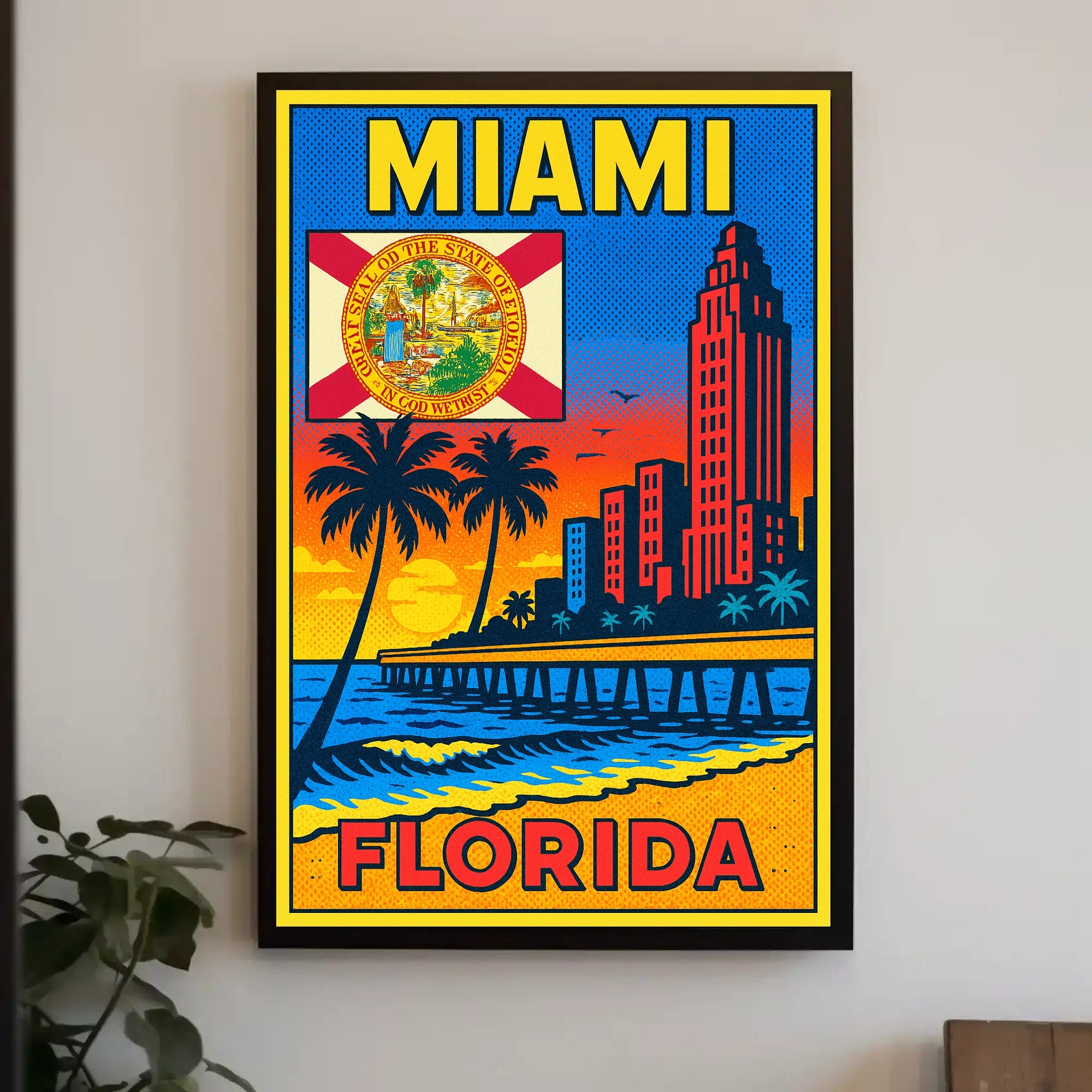 Miami, Florida Vibrant Cityscape Poster PosterGoat
