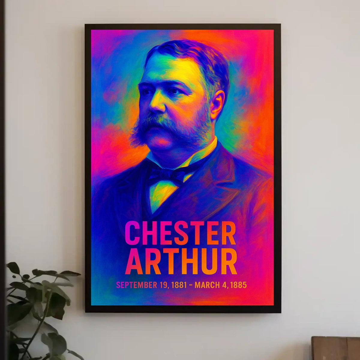 Chester A. Arthur 21st President of the United States Neon Gradient Overlay Poster