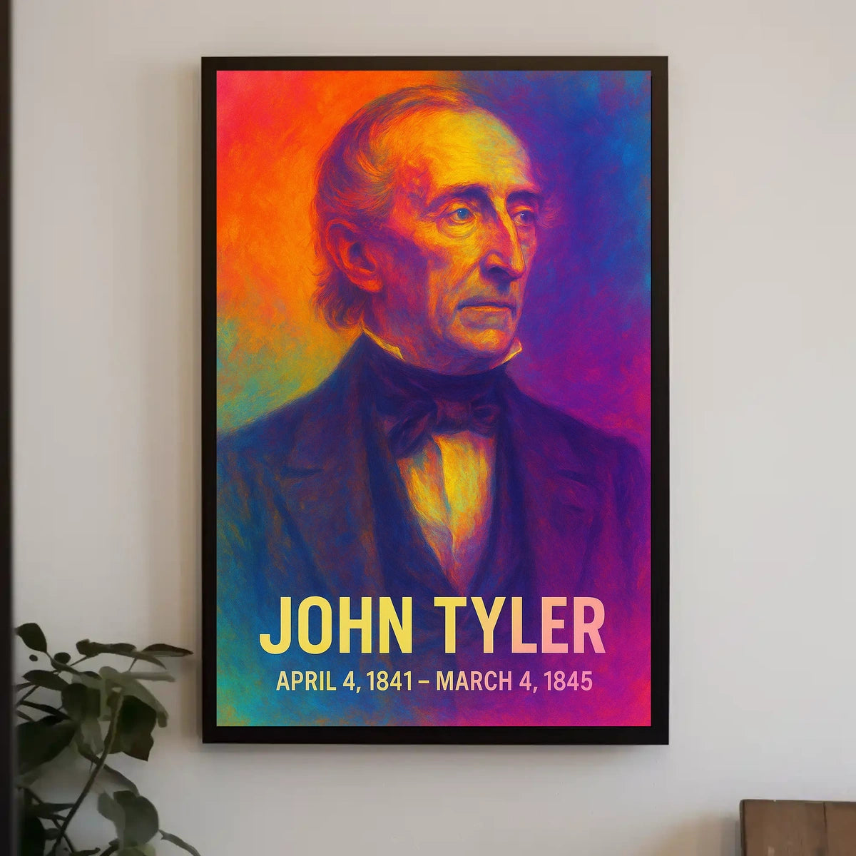 John Tyler 10th President of the United States Neon Gradient OverlayPoster