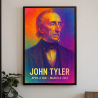 John Tyler 10th President of the United States Neon Gradient OverlayPoster