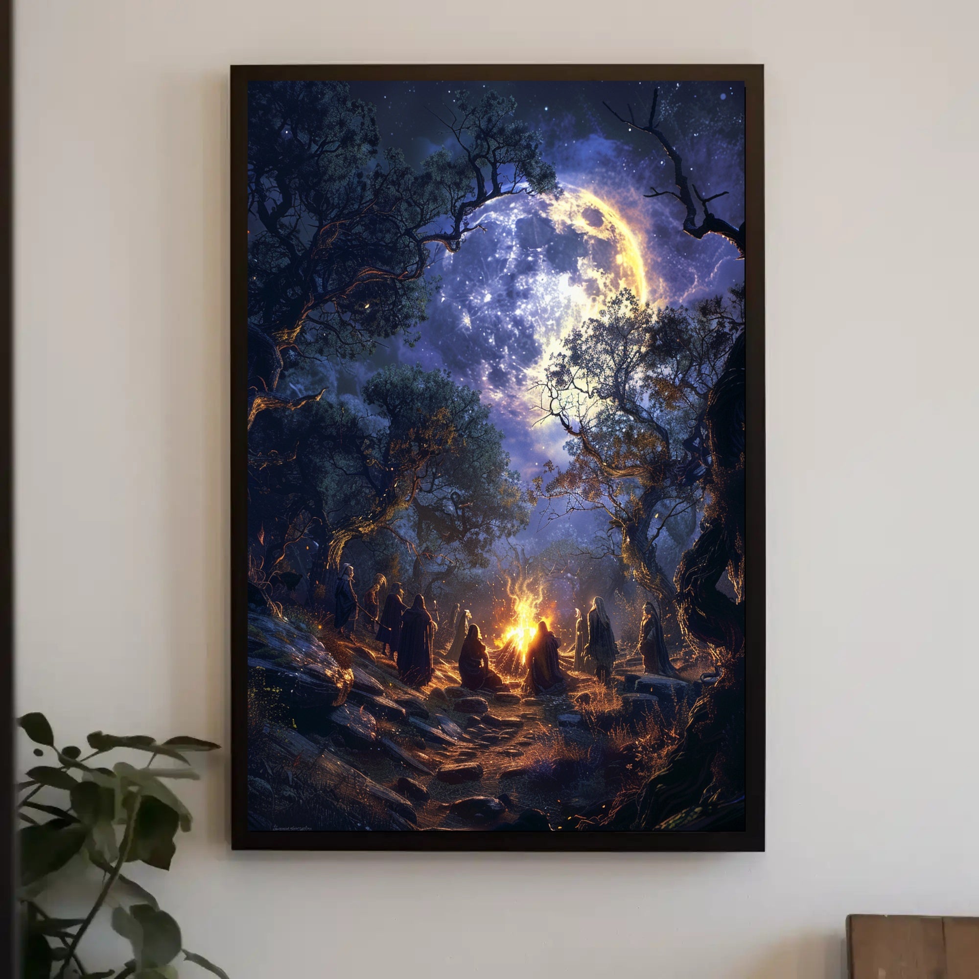 Mystical Moonlit Forest Gathering Fantasy or Mythology Poster PosterGoat