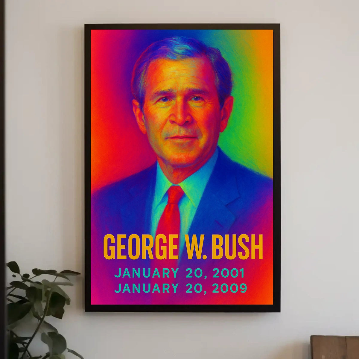 George W. Bush 43rd President of the United States Neon Gradient Overlay Poster
