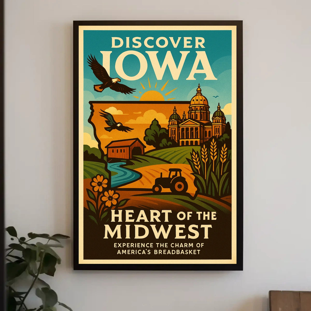 Discover Iowa Heart of the Midwest Poster