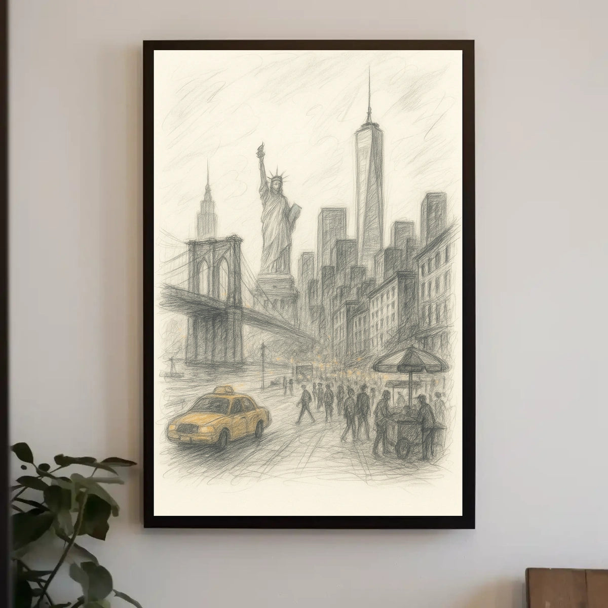 New York City Sketch Poster Iconic Landmarks Home Decor
