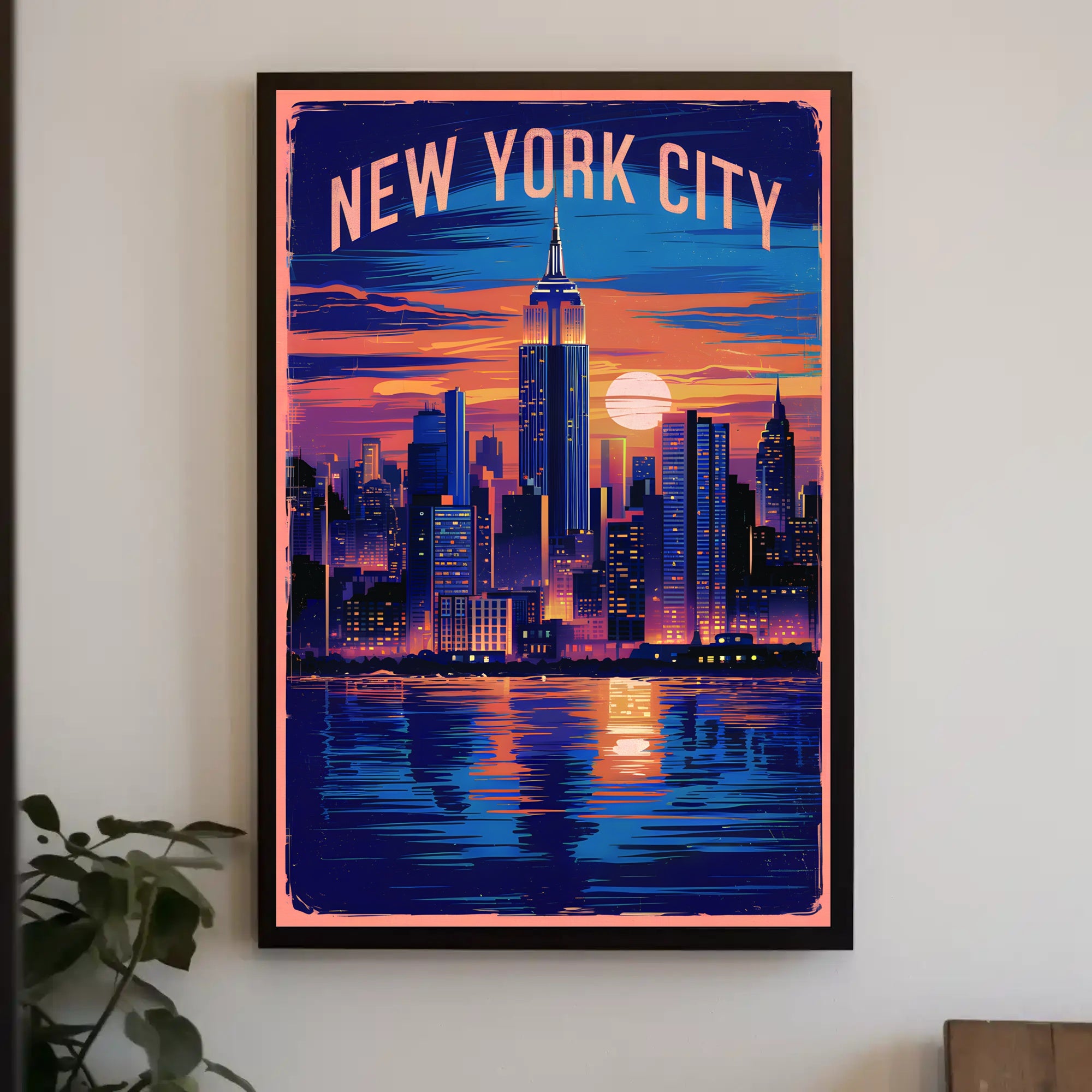New York City Skyline at Sunset Poster