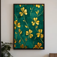 Golden Clovers Luxury Art Print Abstract or Artistic Poster