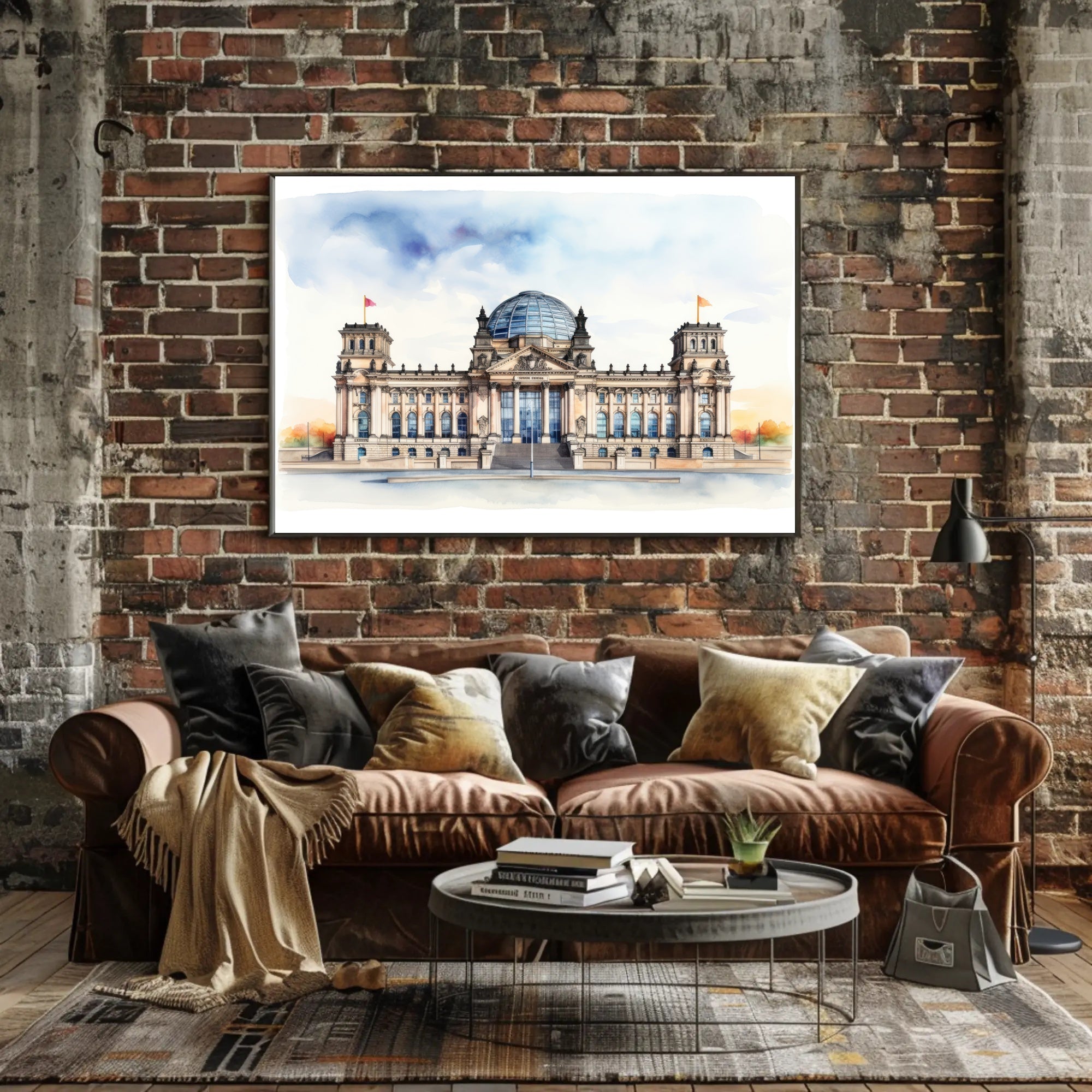 Majestic Architecture: A Watercolor of the Reichstag Building Poster