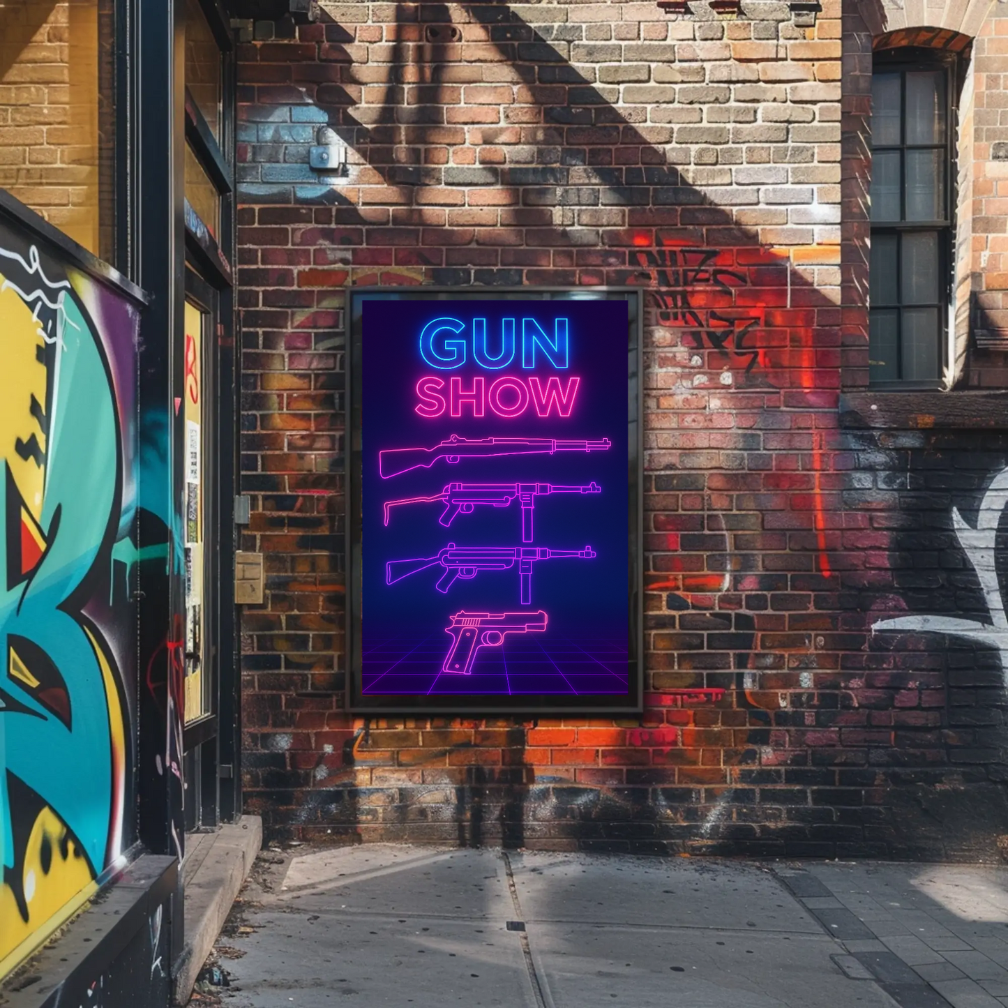 Gun Show Neon Firearm Poster
