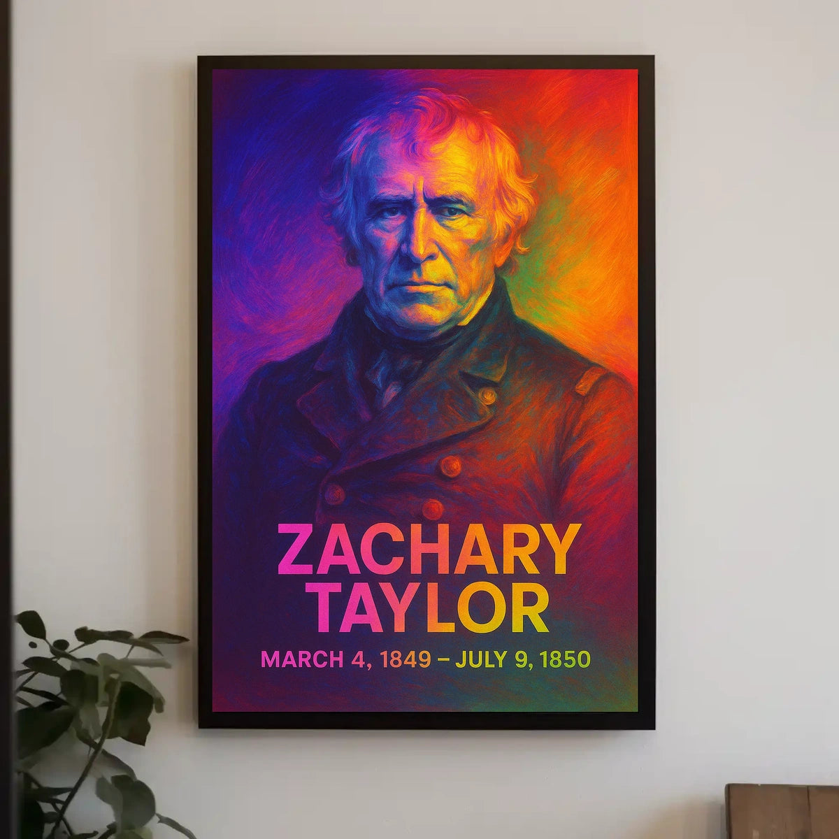 Zachary Taylor 12th President of the United States Neon Gradient Overlay Poster