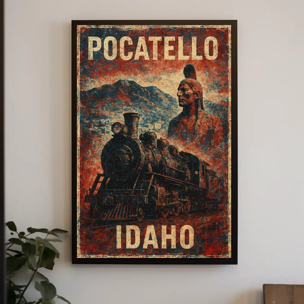Pocatello Idaho Locomotive Vintage Cultural Heritage Steampunk Collector Railroad Historical Poster