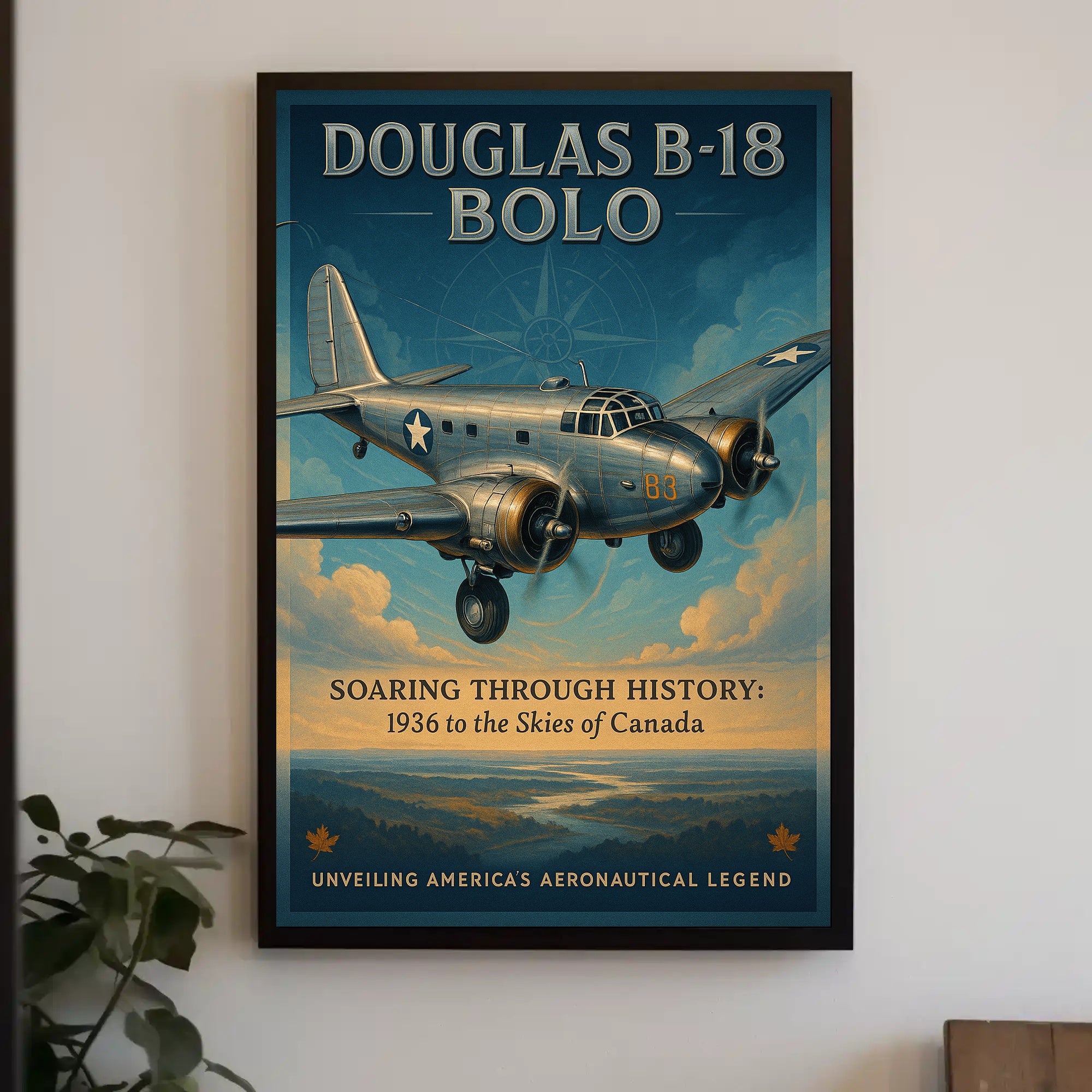 Douglas B18 Bolo Vintage Aircraft Poster Print