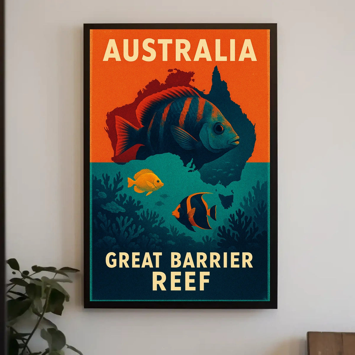Great Barrier Reef Vintage Travel Adventure Poster