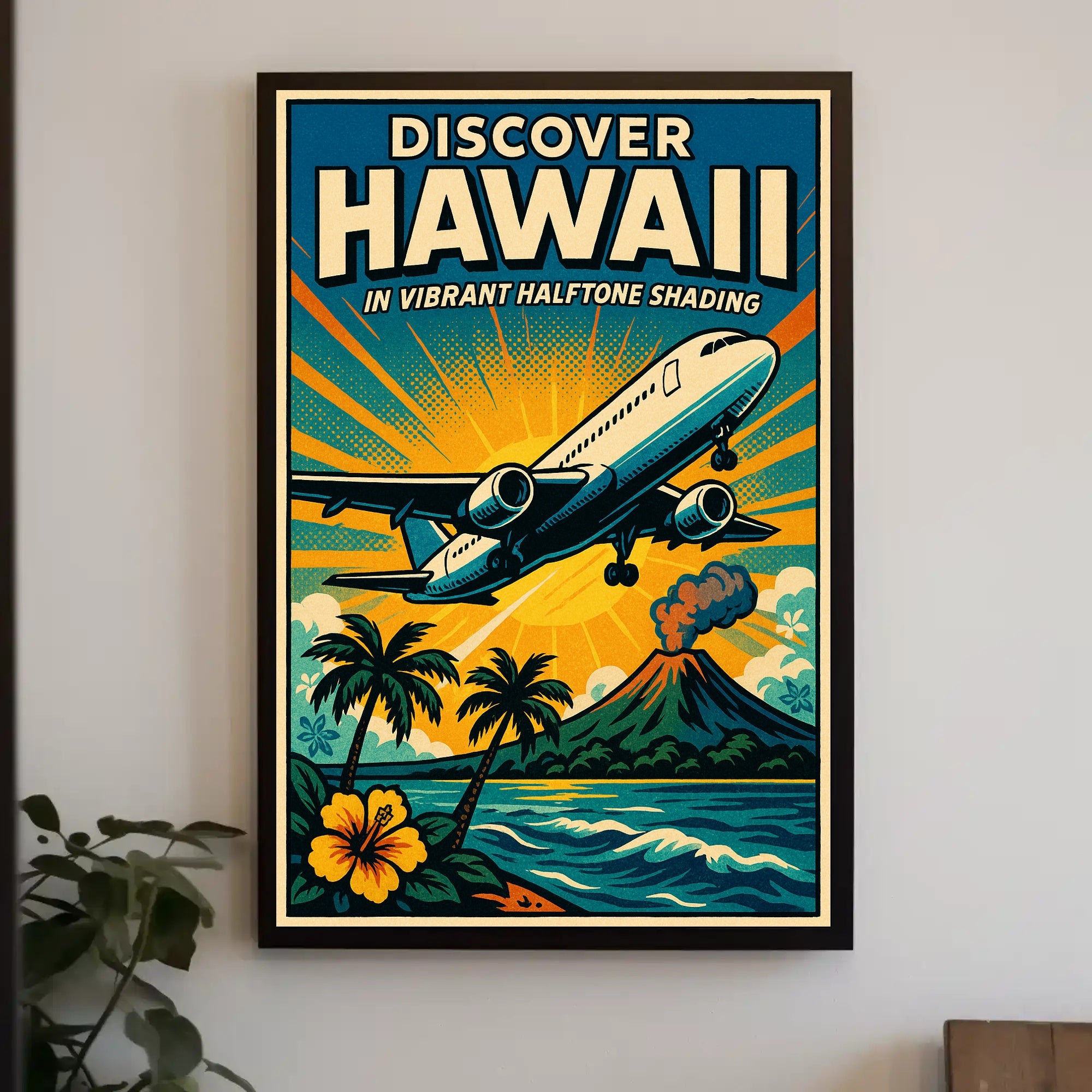 Discover Hawaii Vibrant Halftone Poster PosterGoat