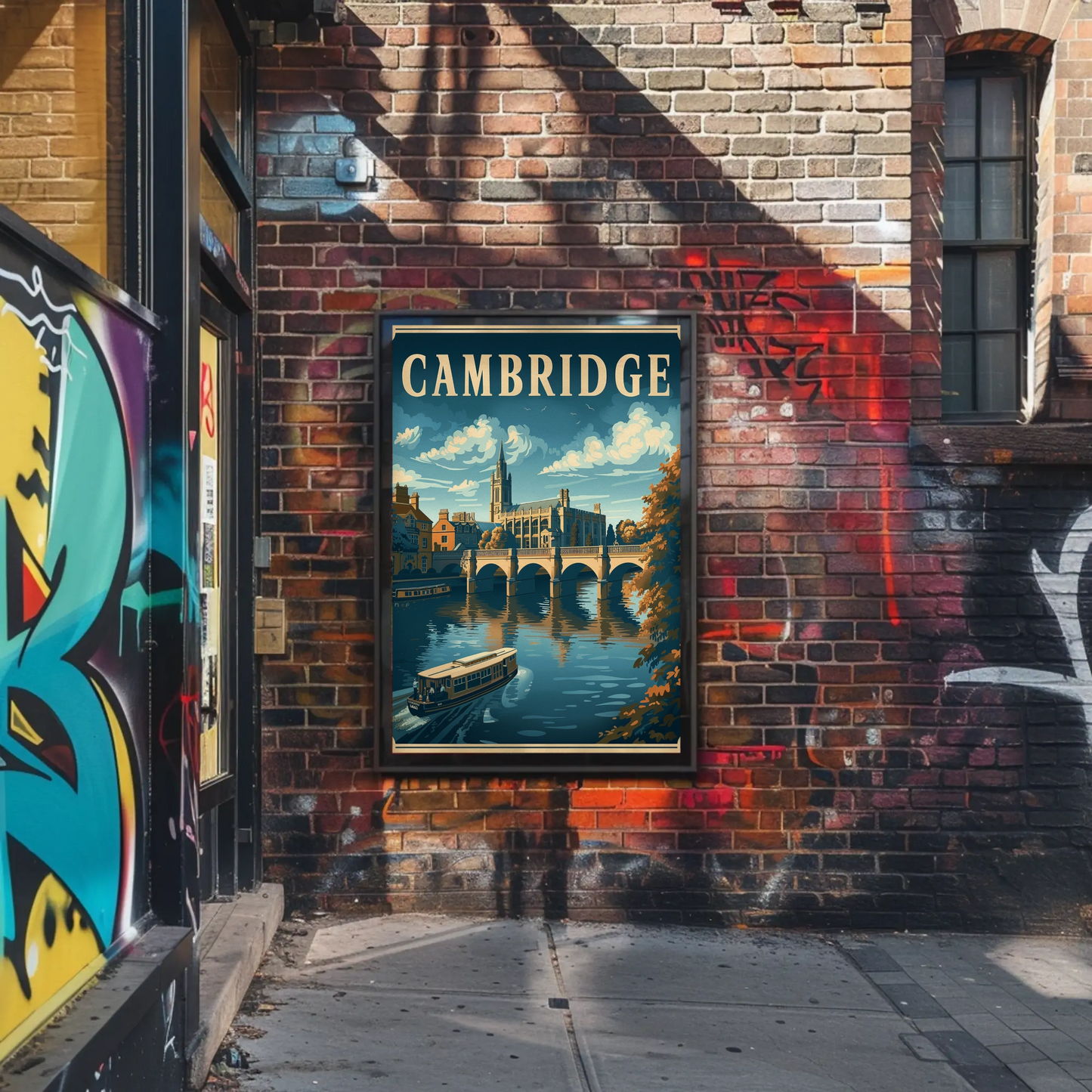 Cambridge England Bridge River Cathedral Travel Poster
