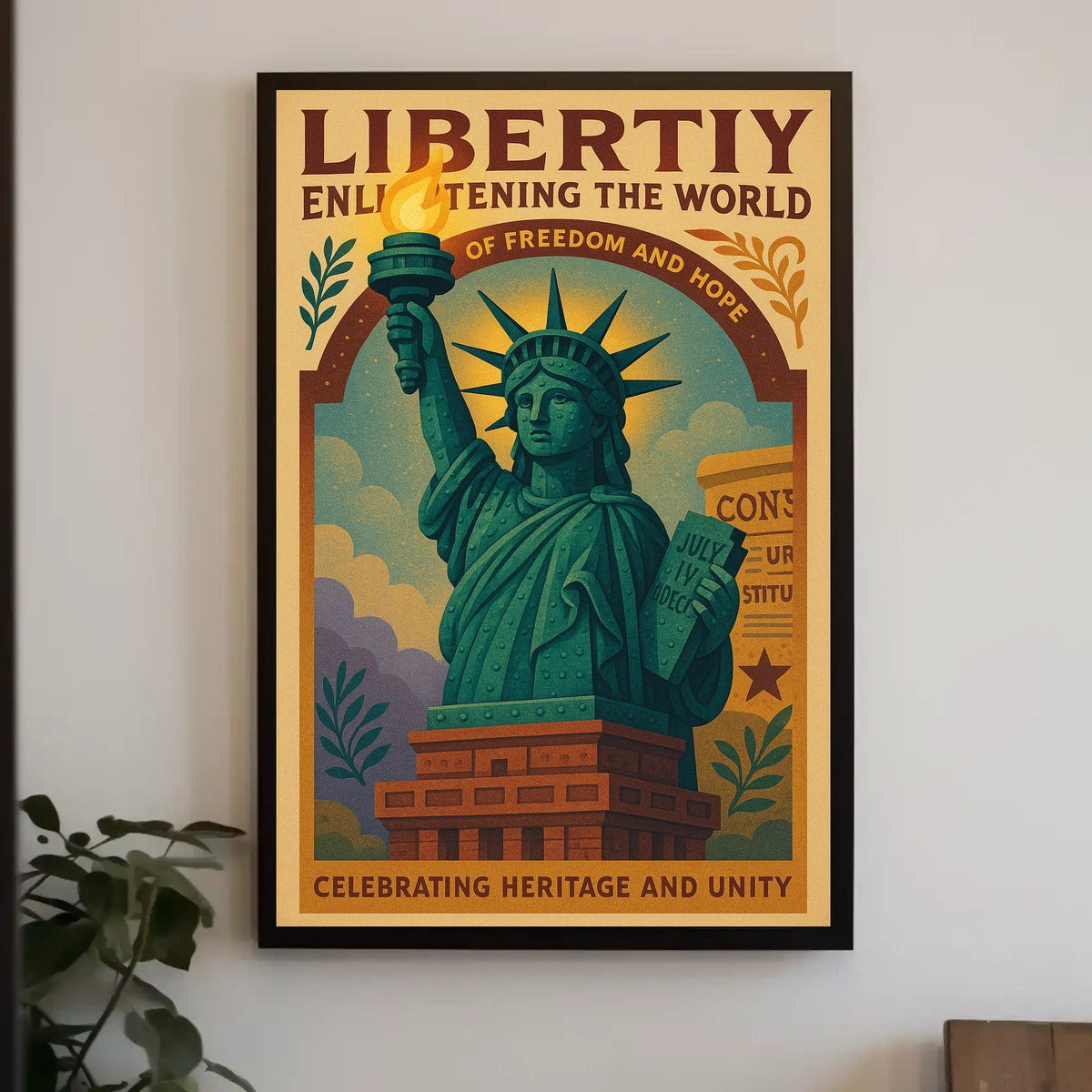 Liberty Torch Vintage Cultural Heritage Poster