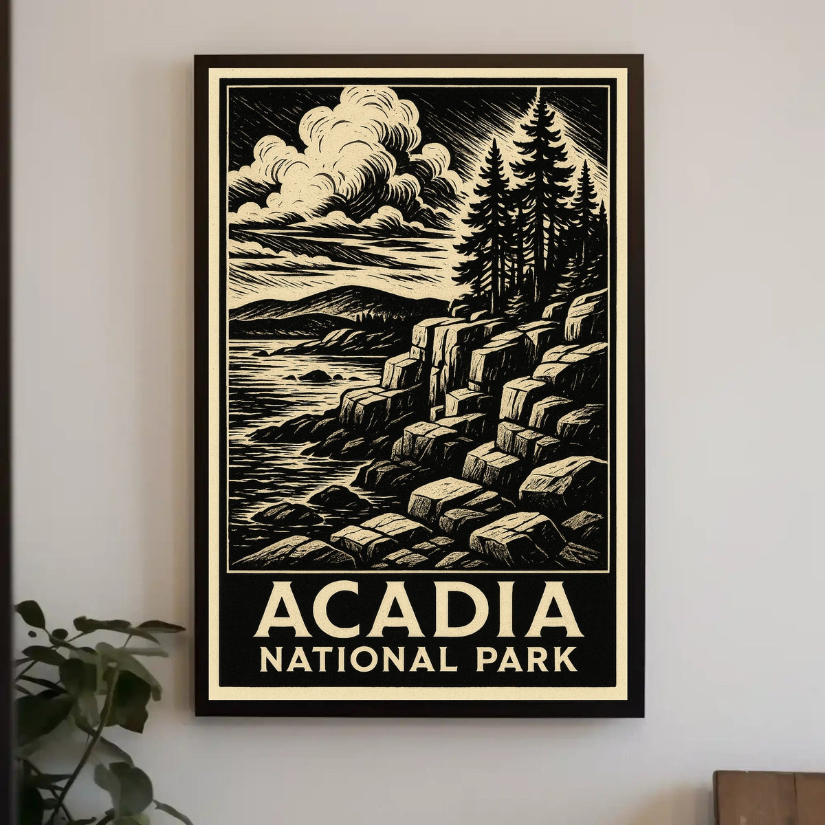Acadia National Park Scenic Coastal Sunrise Maine Landscape Travel Inspiration Poster