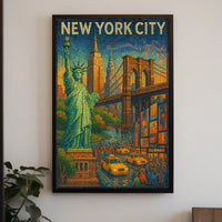 New York City Mosaic Poster Vibrant Urban Art Lovers