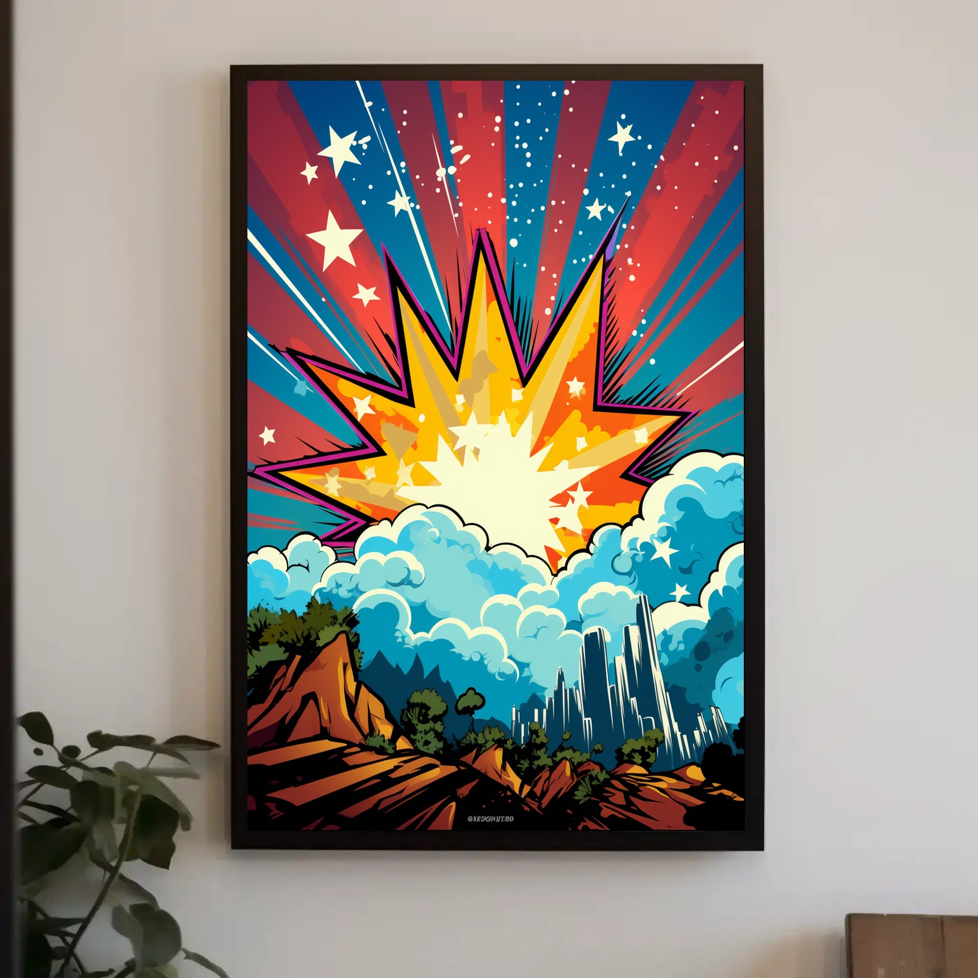 Cosmic Explosion Over Cityscape Poster