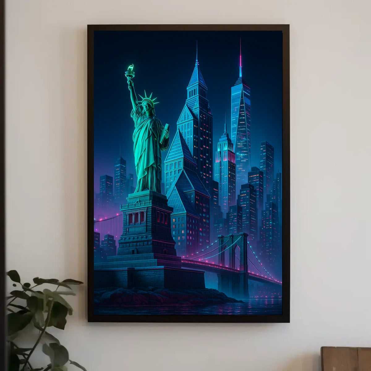 New York City Poster Modern Neon Urban Skyline Wall Art
