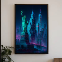 New York City Poster Modern Neon Urban Skyline Wall Art