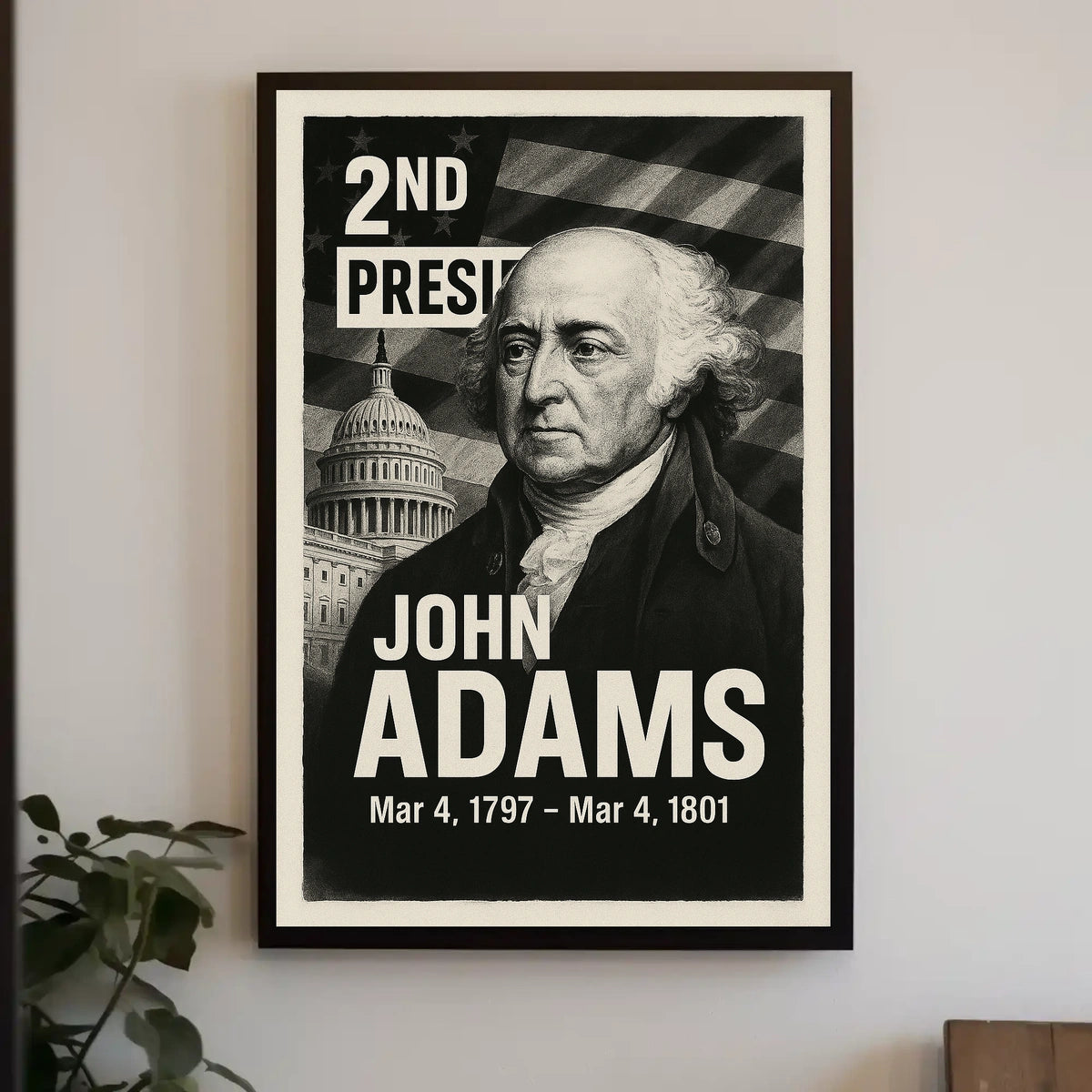 John Adams 2nd President of the United States Digital Montaje Poster