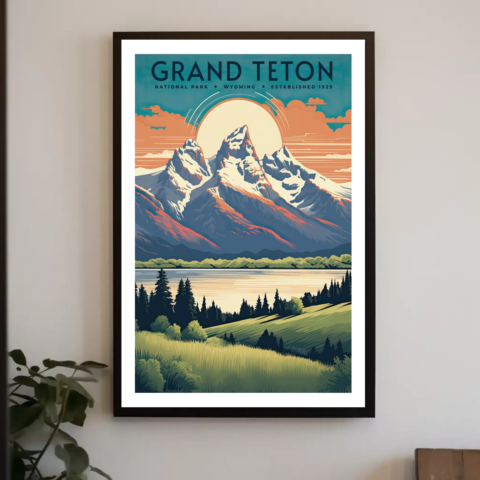 Grand Teton Scenic Vintage Travel Poster Print