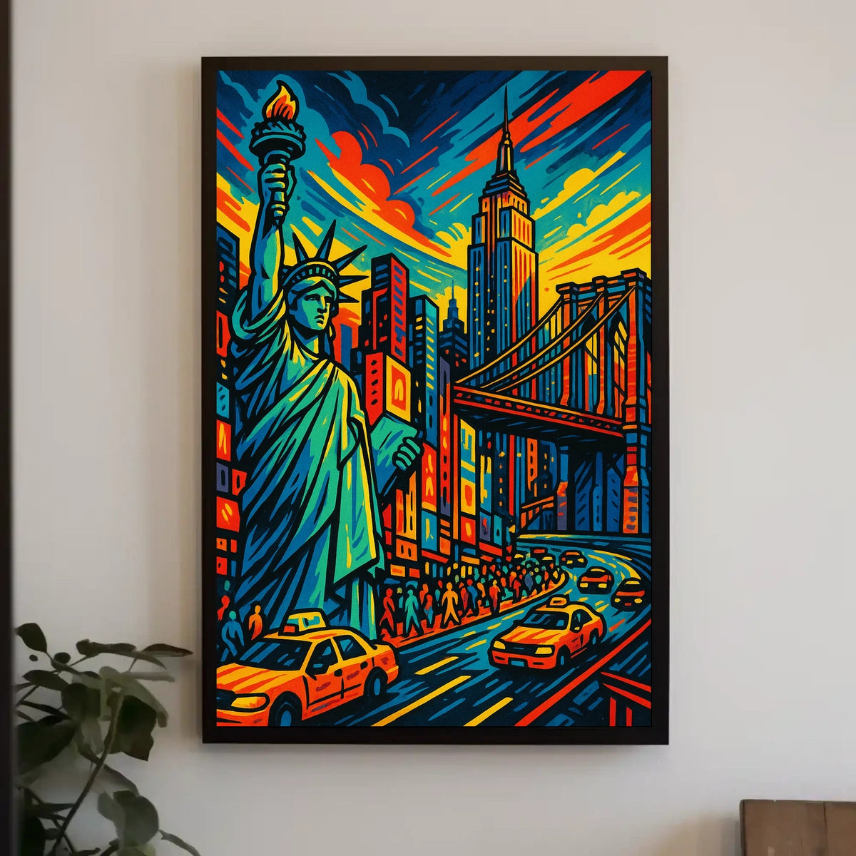 Vibrant New York Cityscape Poster Bold Colors Living Rooms
