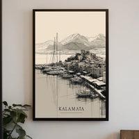 Kalamata Harbor Sketch Poster
