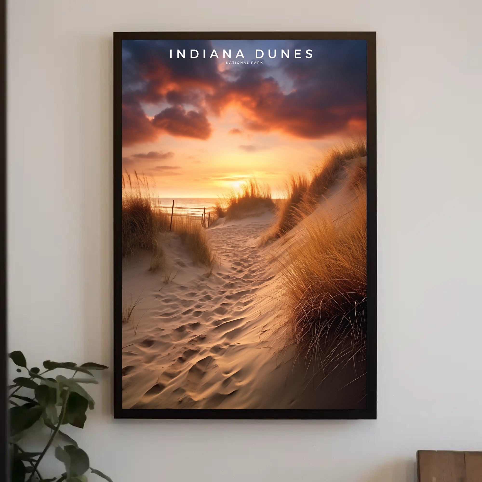 Indiana Dunes Sunset Poster Vintage Travel Wall Art