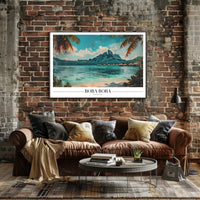 Bora Bora Vintage Travel Illustration Poster