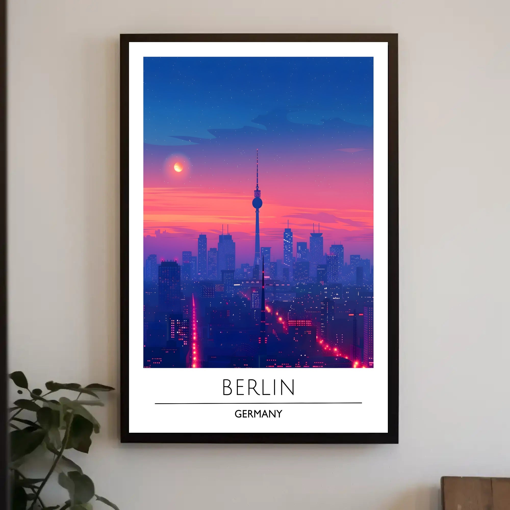 Berlin Twilight Skyline with Iconic TV Tower Cityscape Poster