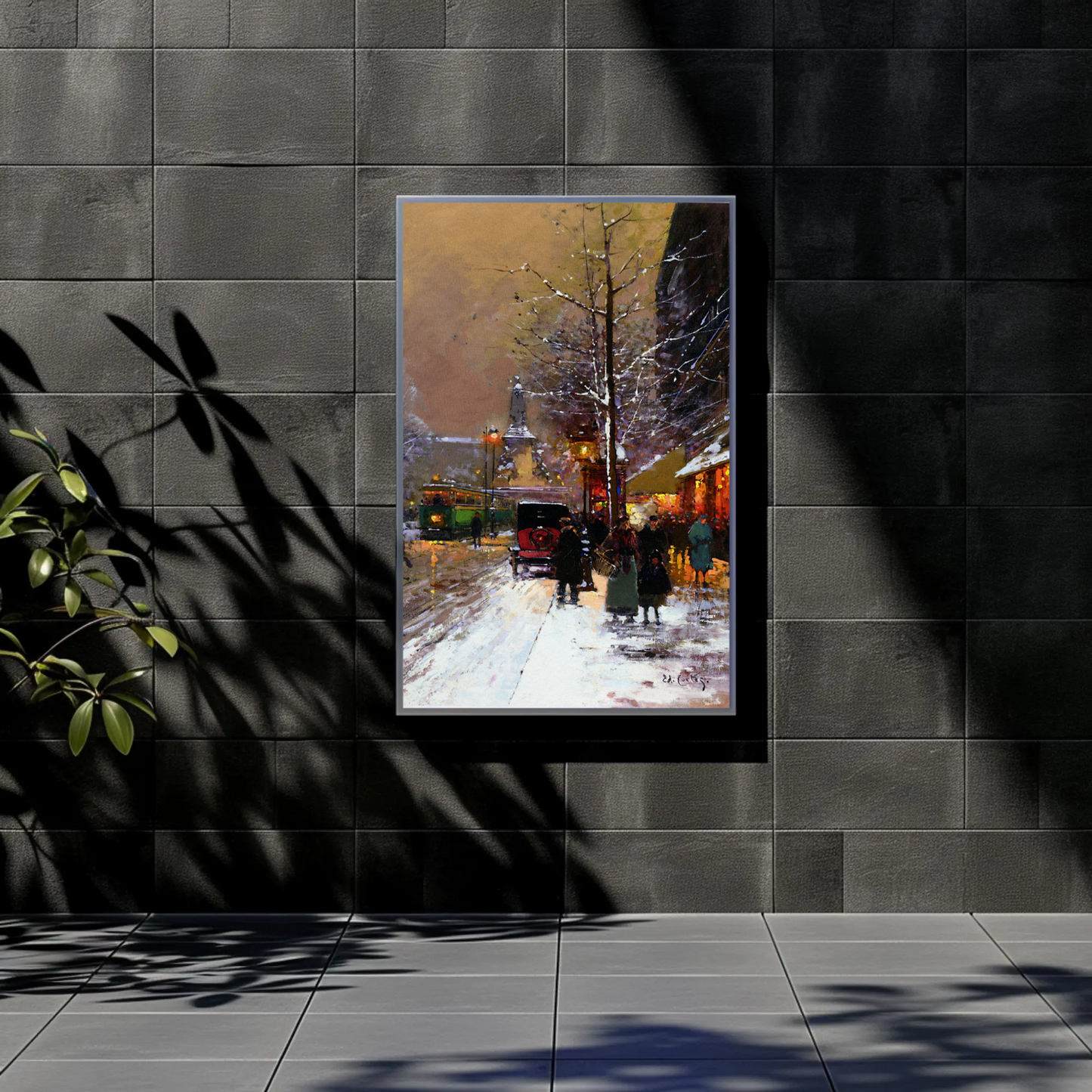 Paris Winter Street Scene – Snowy Evening