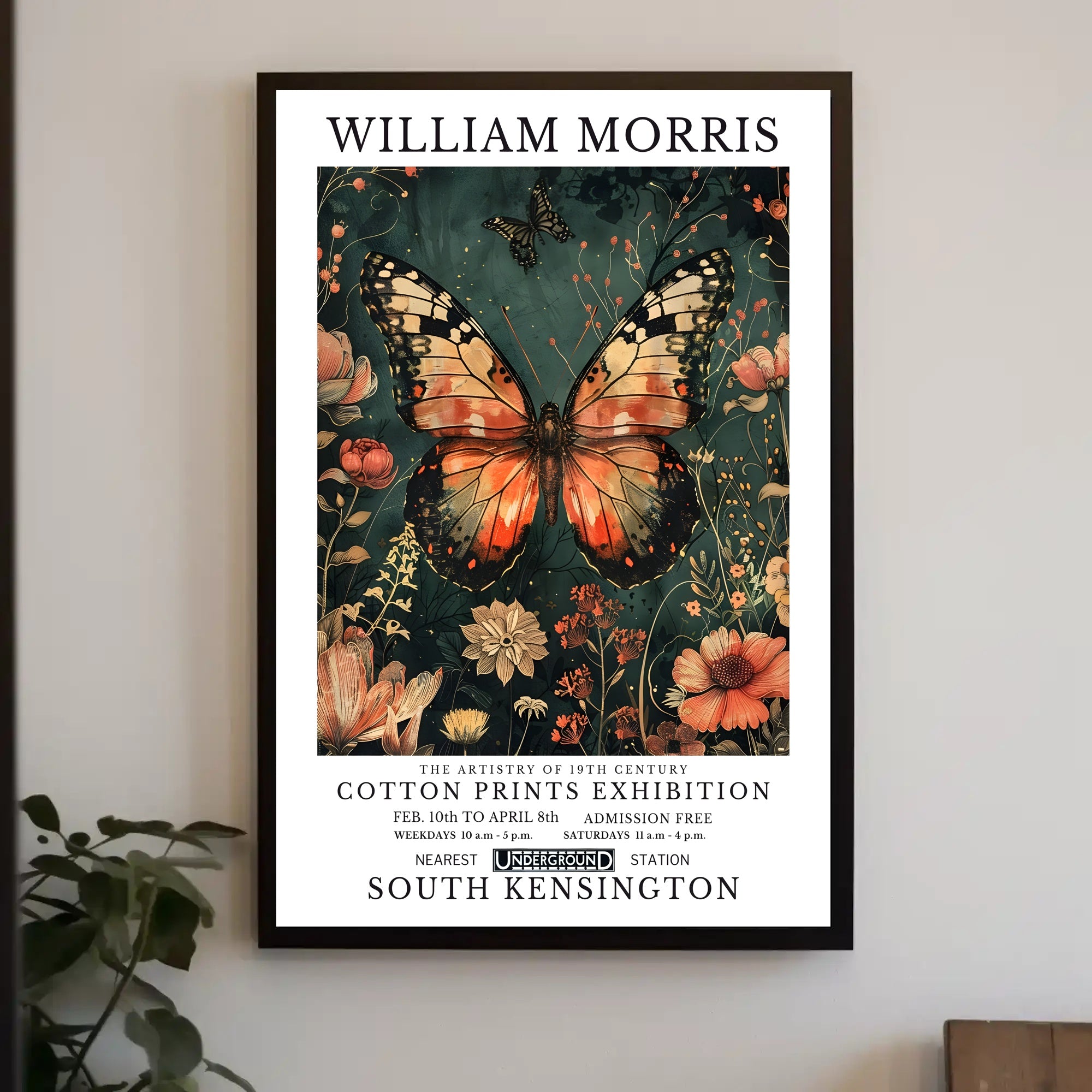 William Morris Floral Butterfly Exhibition Cultural or Heritage Poster