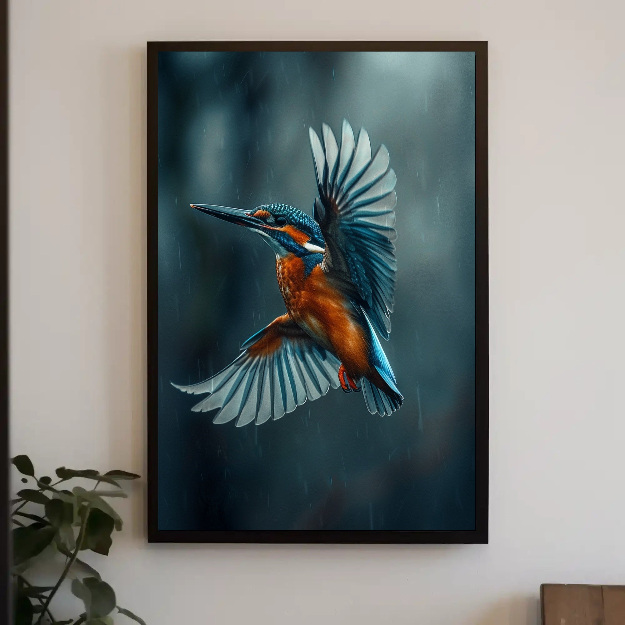 Kingfisher in Flight Photorealistic Animal Poster PosterGoat