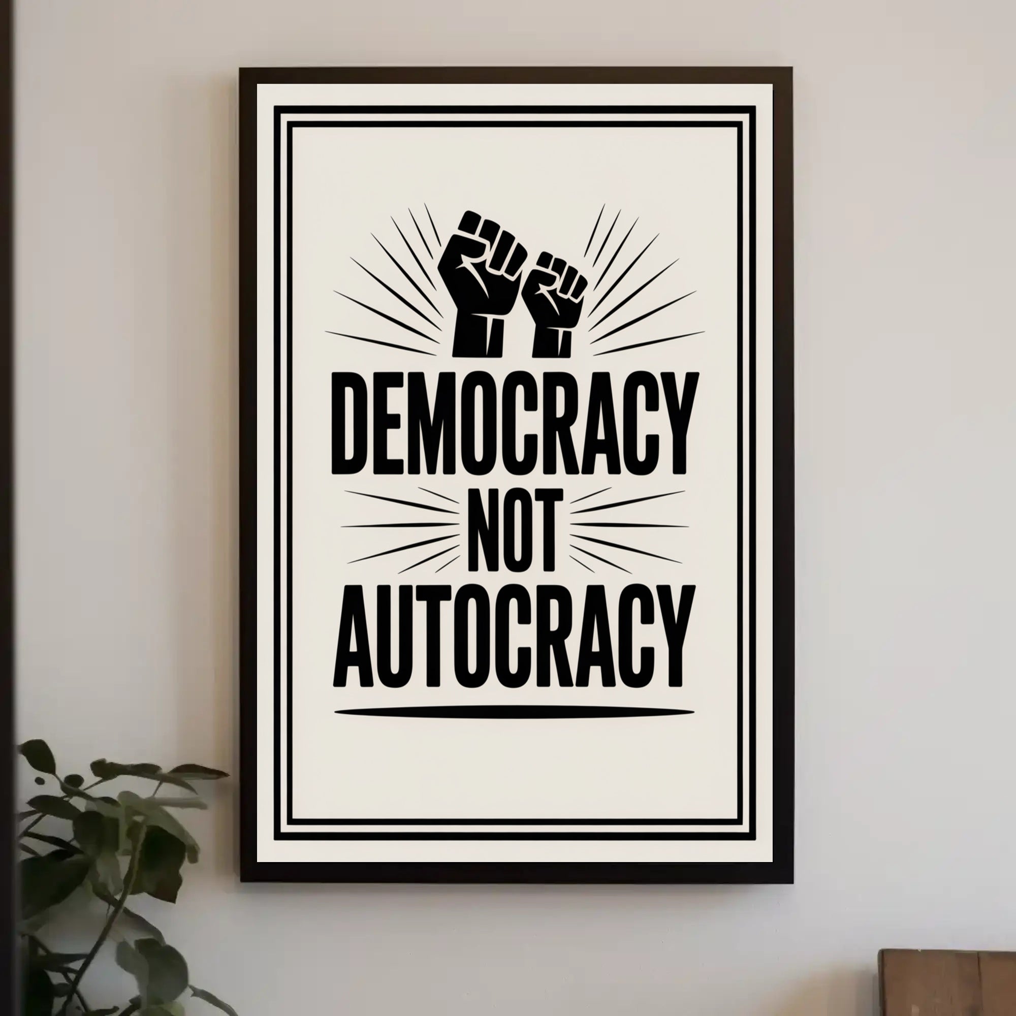 Democracy Not Autocracy Political or Propaganda Poster