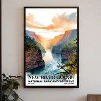 New River Gorge Watercolor Wall Art Poster