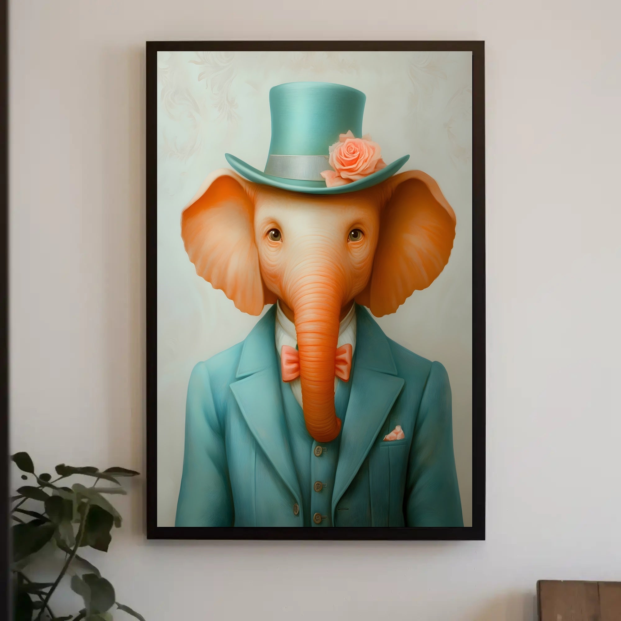 Dapper Elephant Whimsical Poster Art Print